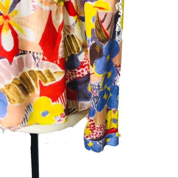 ZARA Woman's Medium Bright Multi-Color Floral Long Sleeve Blouse Top - Picture 6 of 10